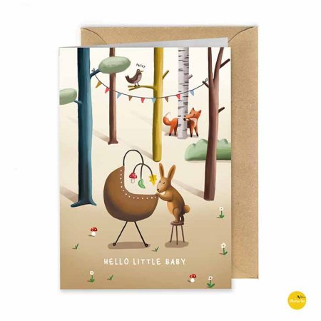 mooie wenskaart - geboorte wenskaart - baby geboren- illustra'lies